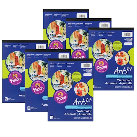 Ucreate Art1st Heavyweight Watercolor Pad, 9 x 12, 12 Sheets/Pad, PK6 P4910